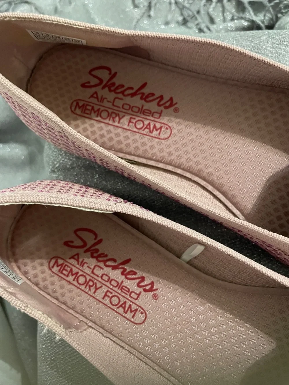 Skechers Pink Sparkle Knit Slip-On Flats - Picture 7 of 10